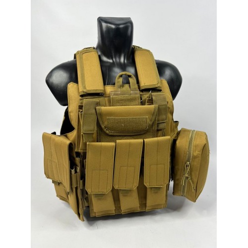 Тактический разгрузочный жилет «5 / пять карманов» с подсумками Tactical Molle Plate Carrier для съемных бронепластин в Кирове